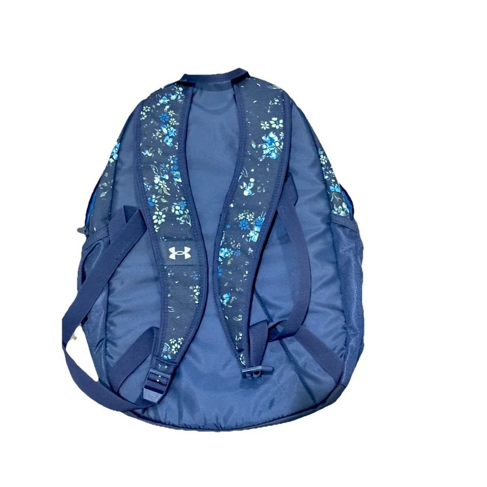 UNDER ARMOUR HUSTLE BACKPACK FLORAL MIDNIGHT NAVY / WHITE CLAY ONE SIZE NEW